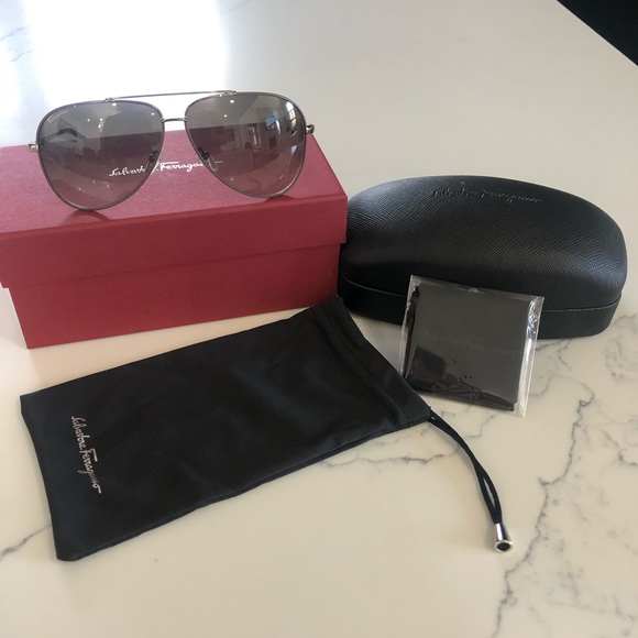 Salvatore Ferragamo Accessories - Salvatore Ferragamo Brown Aviator Sunglasses